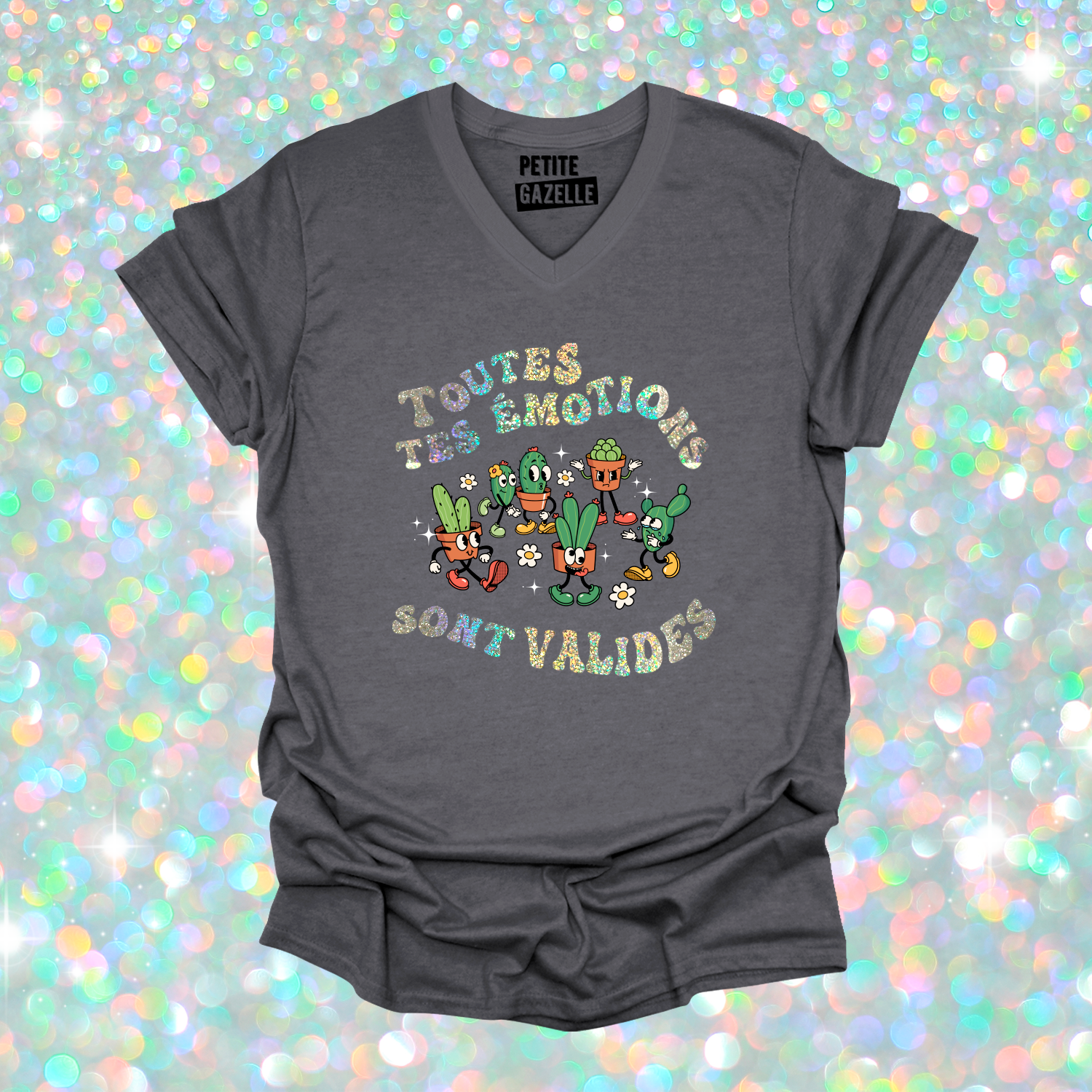 TSHIRT COL en V | Toutes tes emotions sont valides (Holographique)