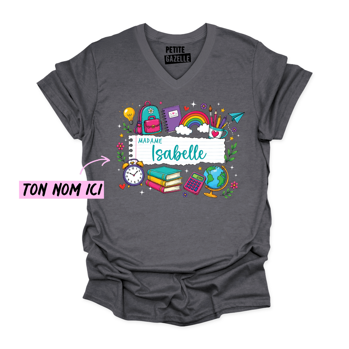 TSHIRT COL en V | Feuille Lignée