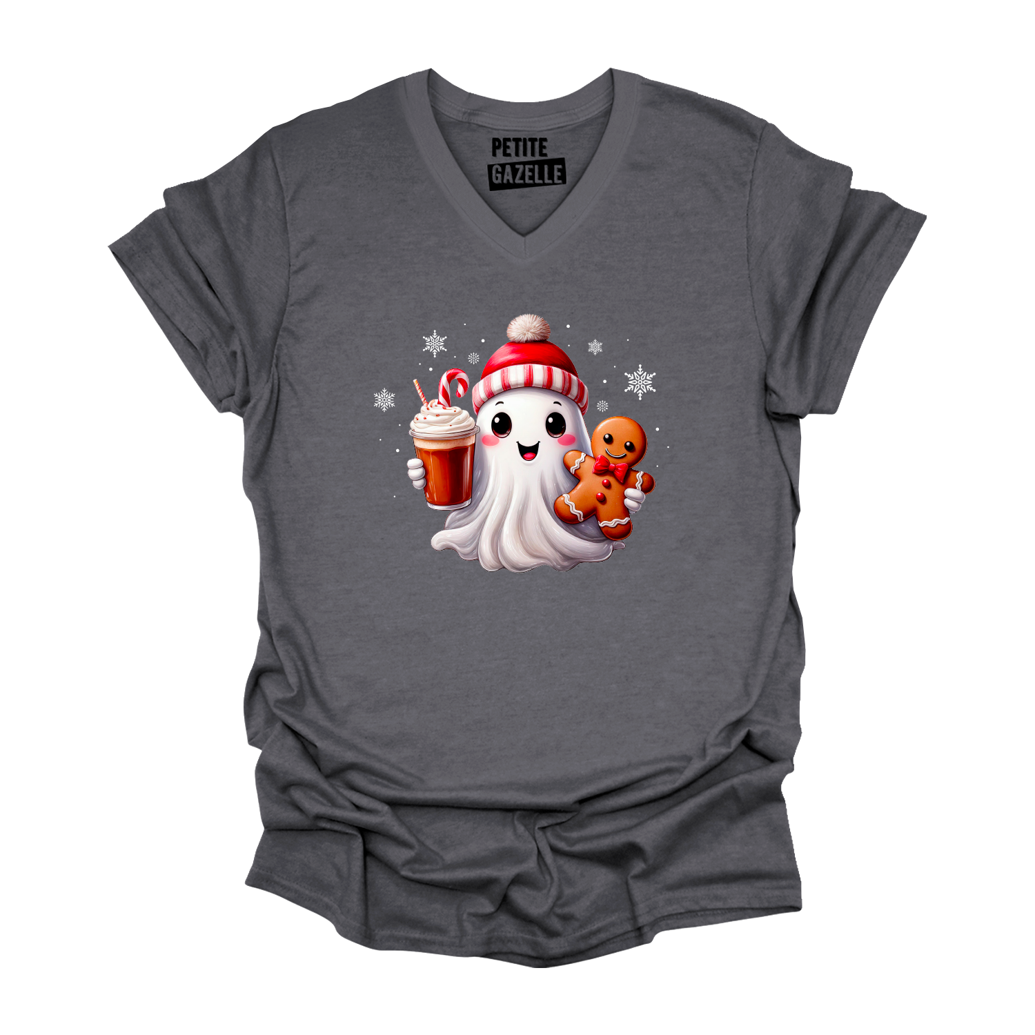 TSHIRT COL en V | Mignon fantôme de Noël