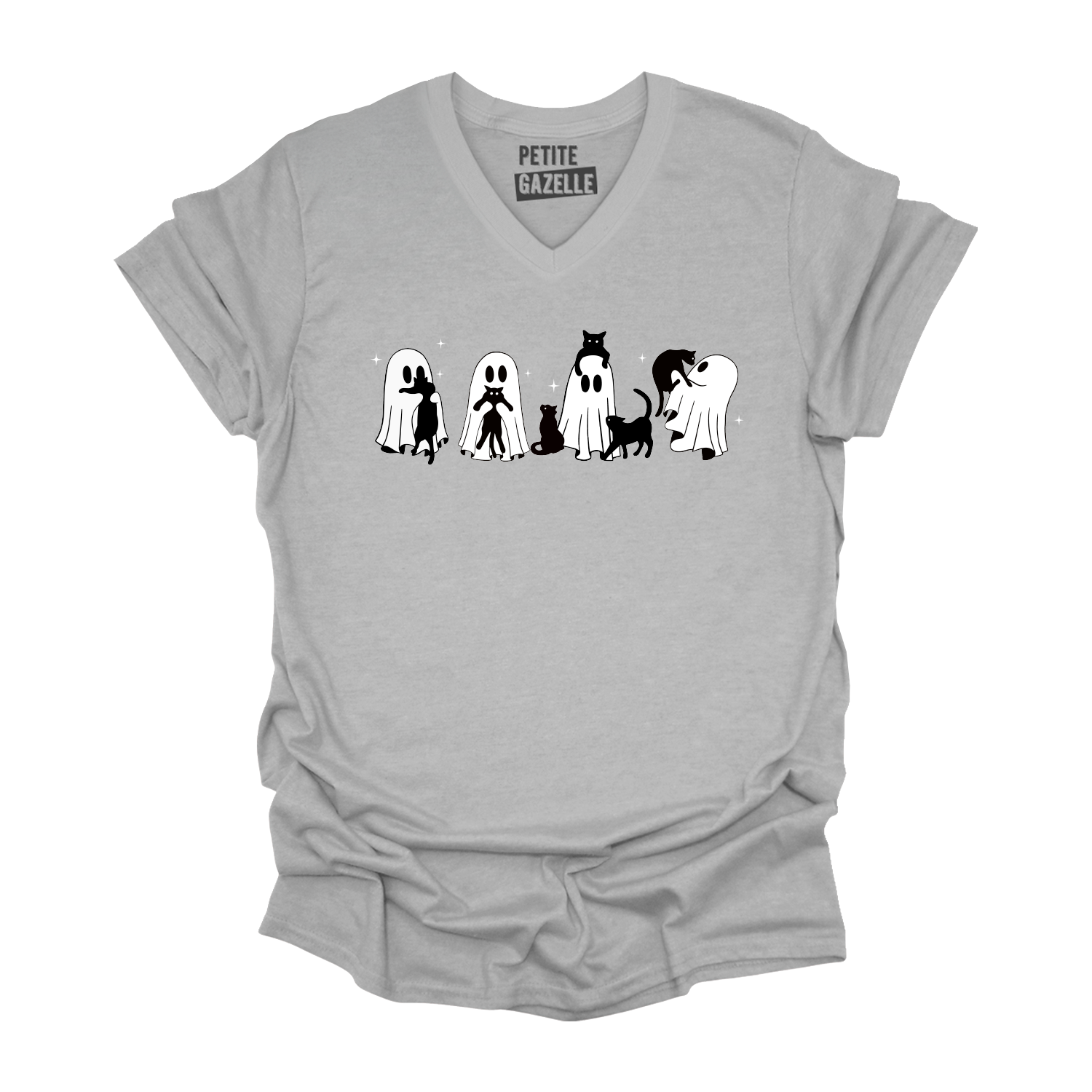 TSHIRT COL en V | Chats & Fantômes
