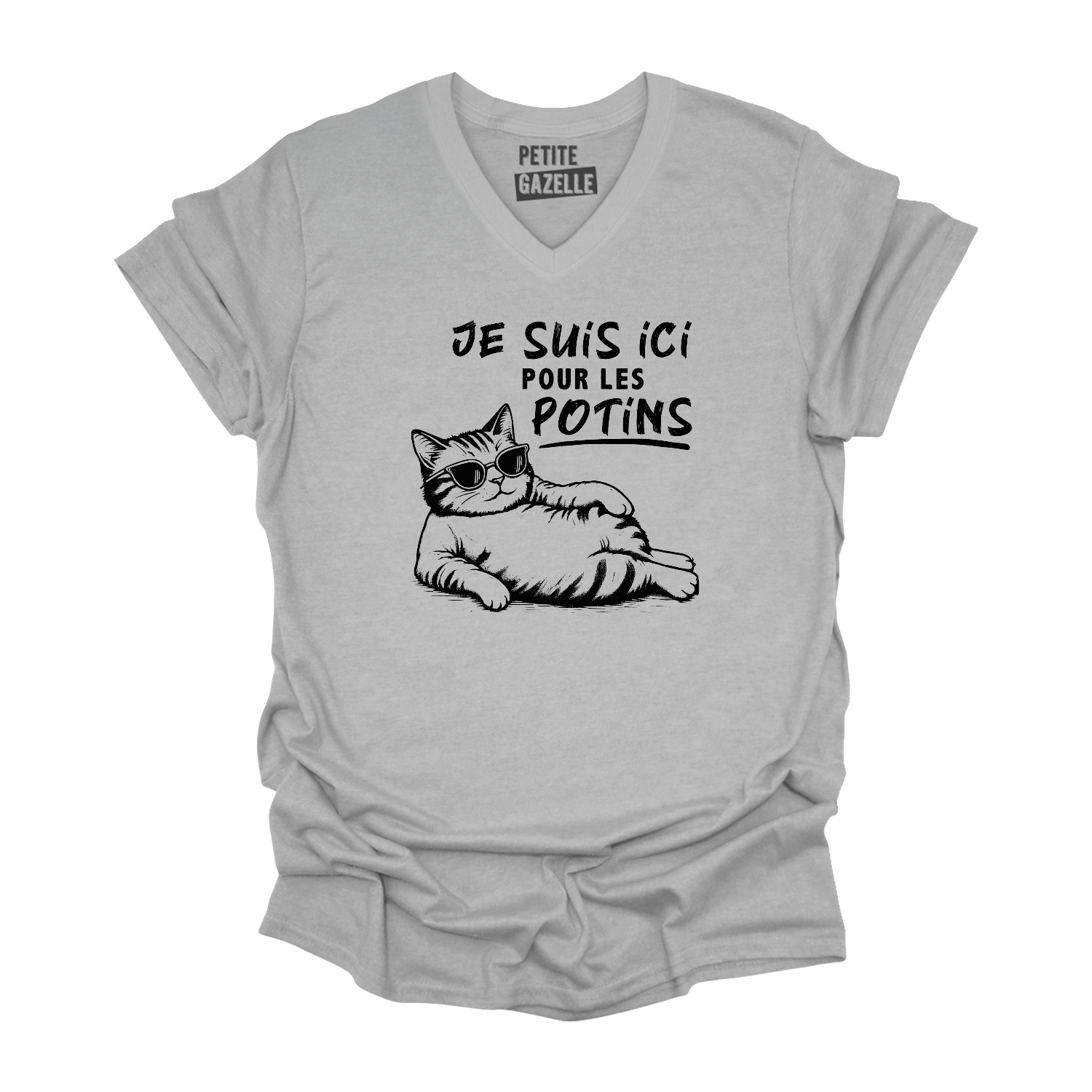 TSHIRT COL en V | Je suis ici pour les potins