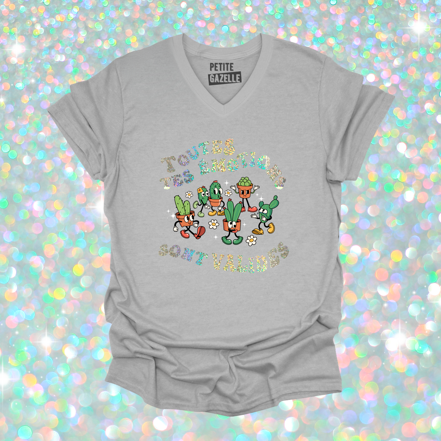 TSHIRT COL en V | Toutes tes emotions sont valides (Holographique)