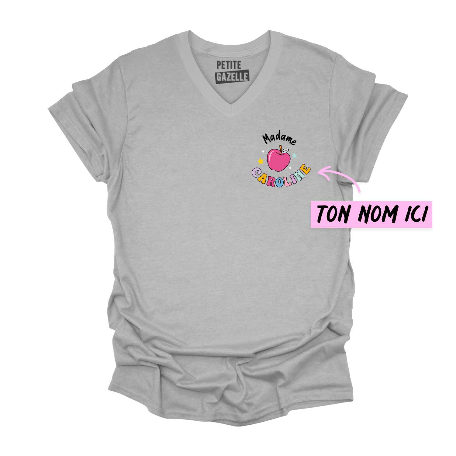 TSHIRT COL en V | Madame Pomme Pastel