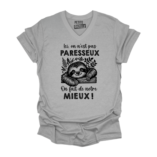 TSHIRT COL en V | Ici, on n'est pas paresseux