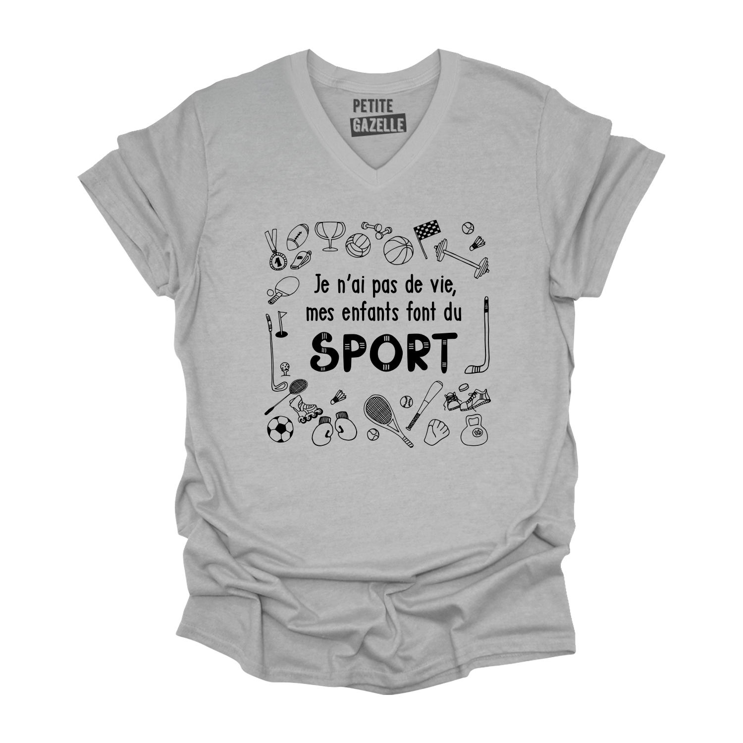 TSHIRT COL en V | Je n'ai pas de vie, mes enfants font du sport