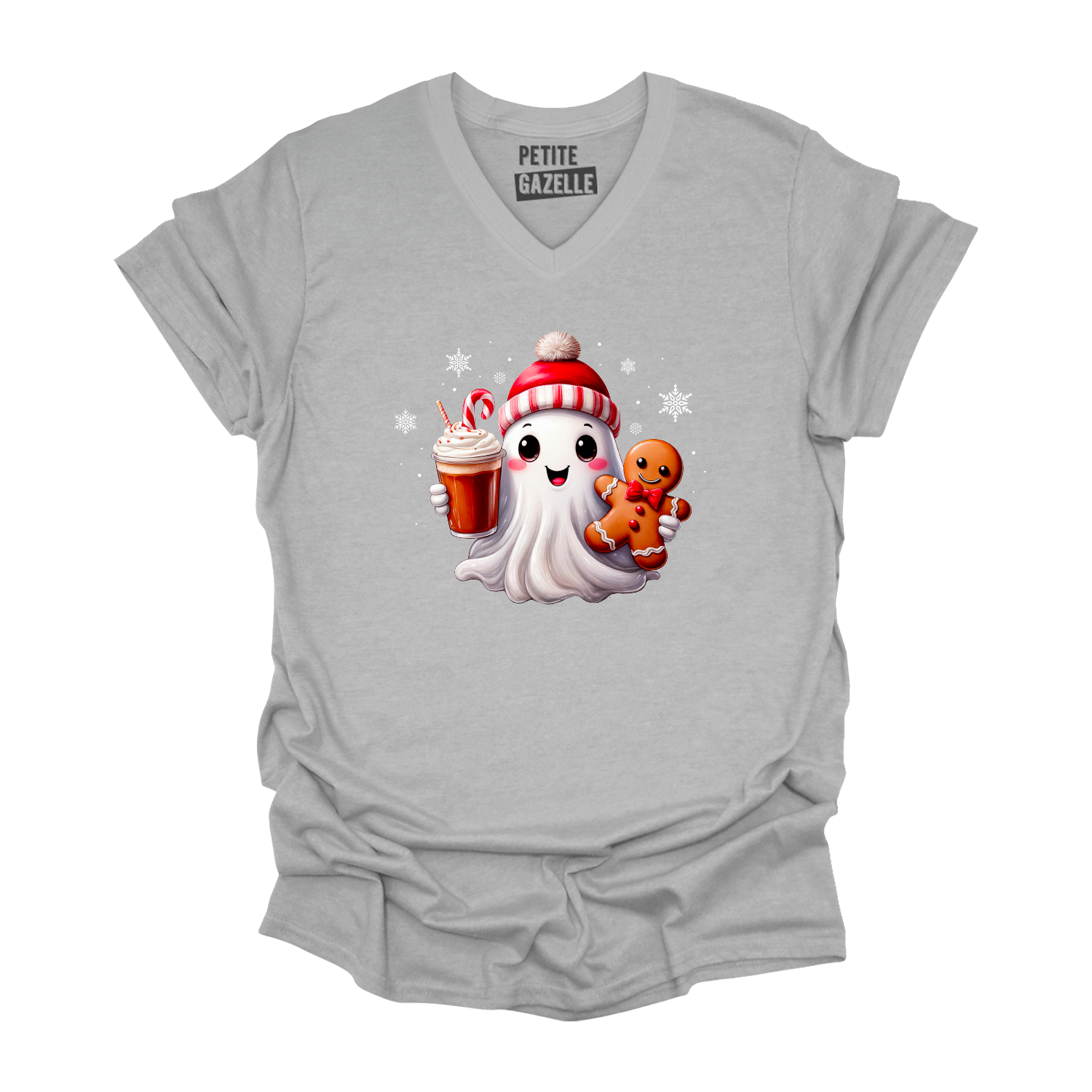 TSHIRT COL en V | Mignon fantôme de Noël