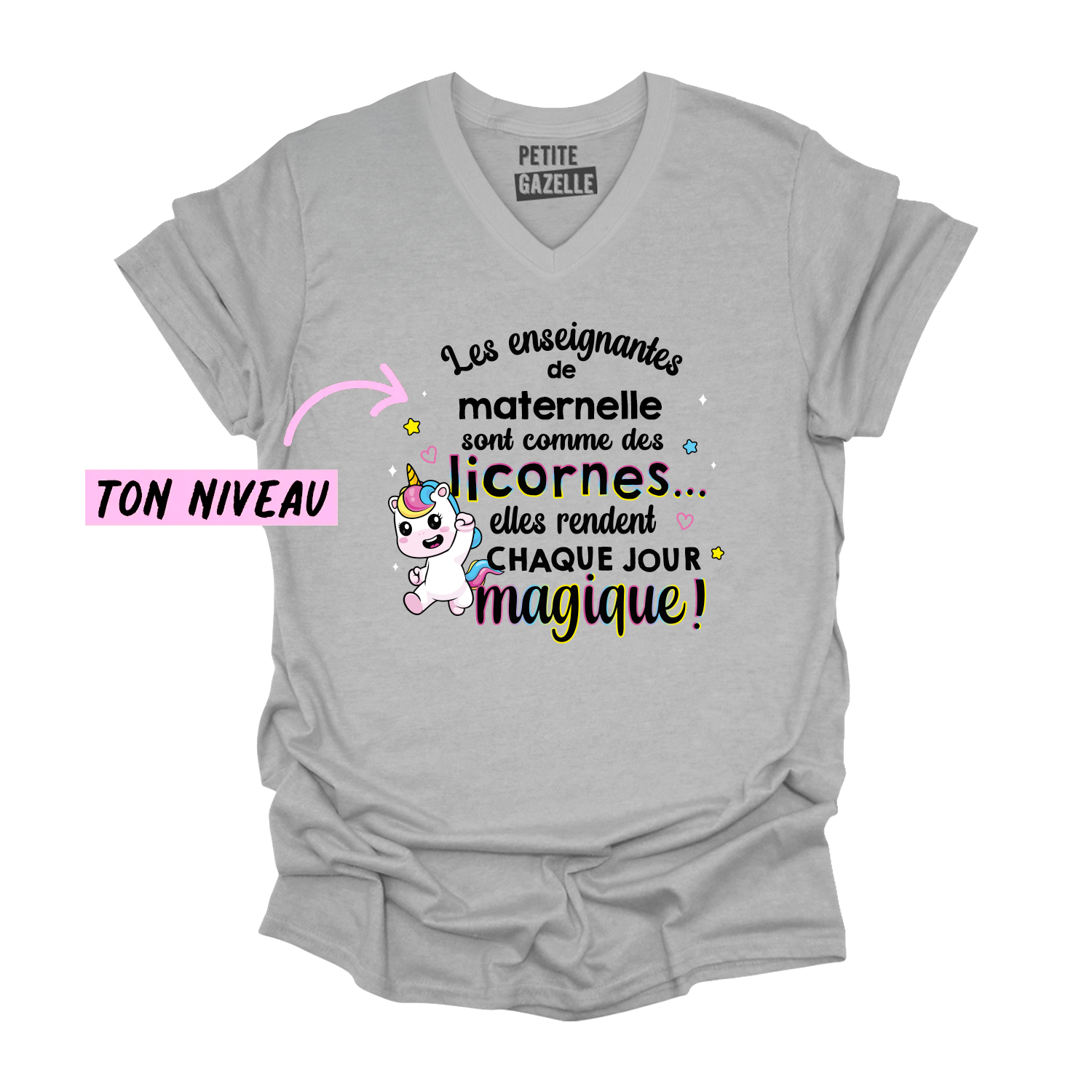 TSHIRT COL en V | Les enseignantes sont comme des licornes