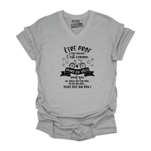 TSHIRT COL en V | Être prof, c'est comme faire du vélo