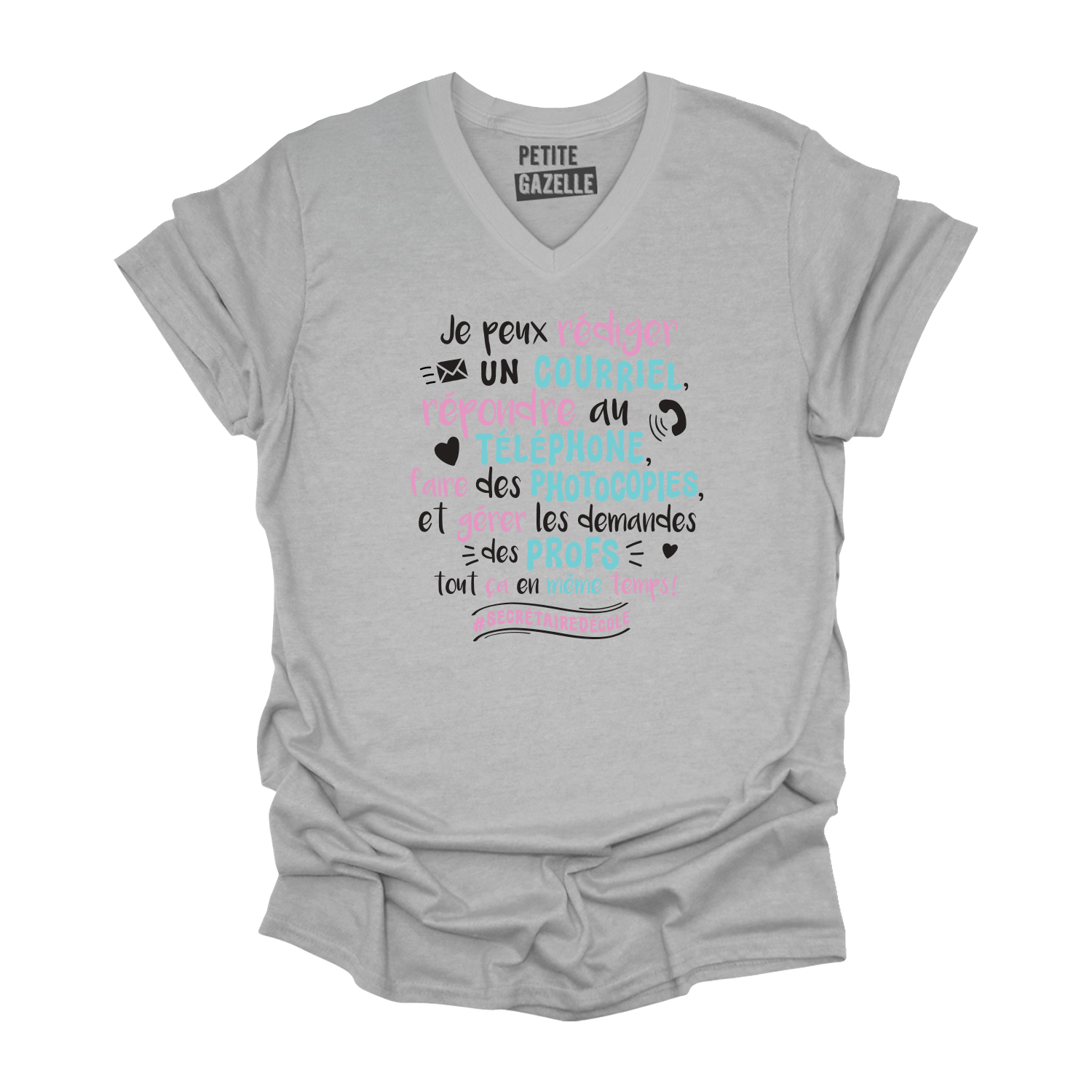 TSHIRT COL en V | Je peux envoyer un courriel, répondre au téléphone ...