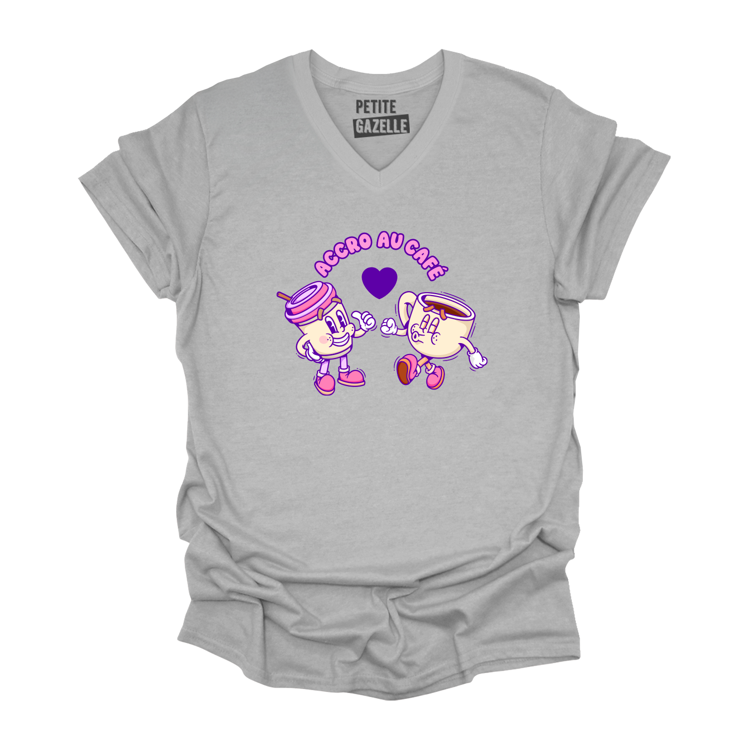 TSHIRT COL en V | Accro au café