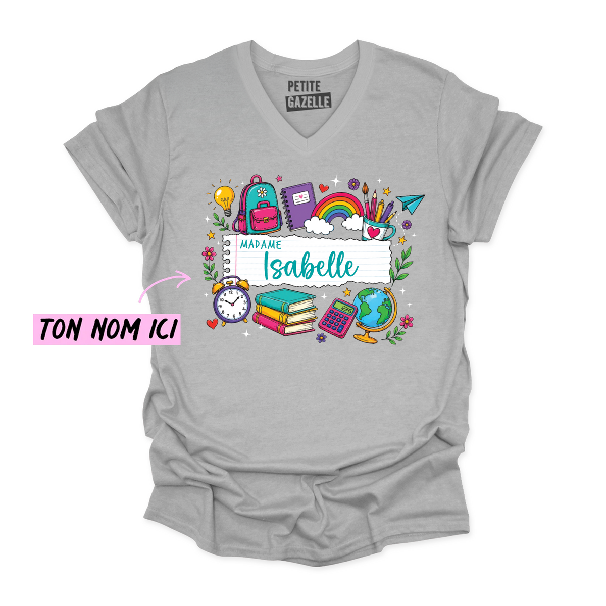 TSHIRT COL en V | Feuille Lignée