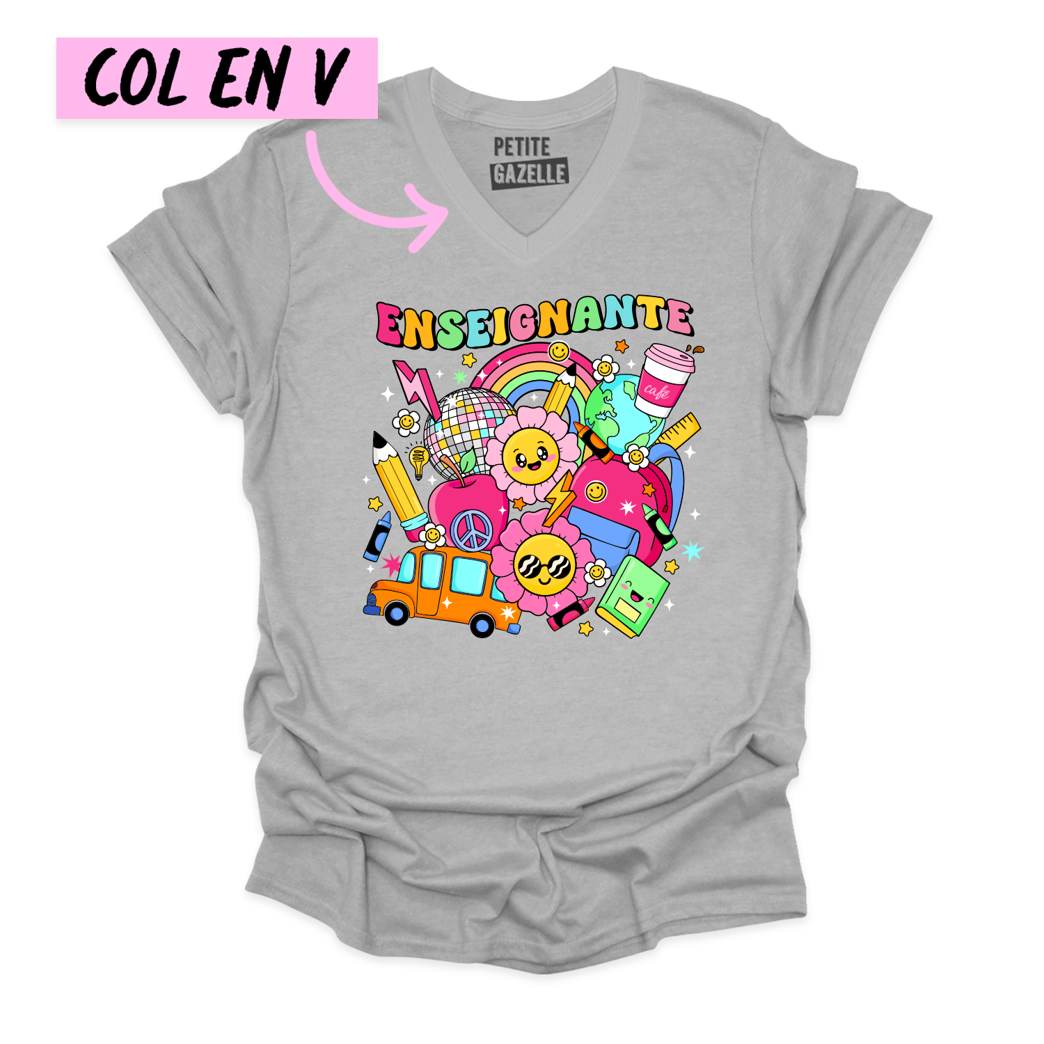 TSHIRT COL en V | Enseignante Groovy