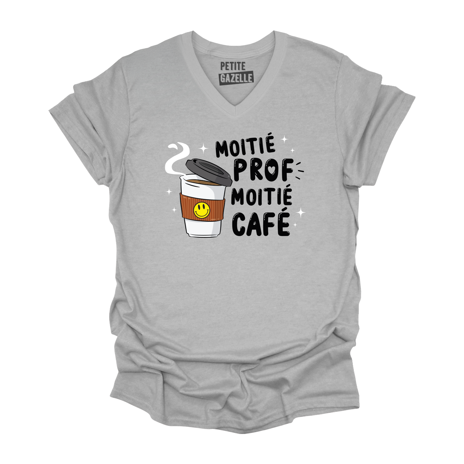 TSHIRT COL en V | Moitié Prof, Moitié Café