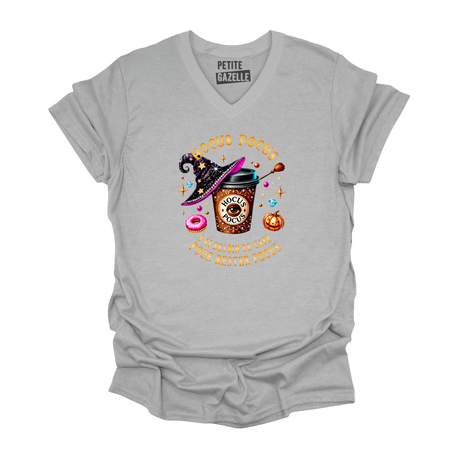 TSHIRT COL en V | Hocus Pocus j'ai besoin de café