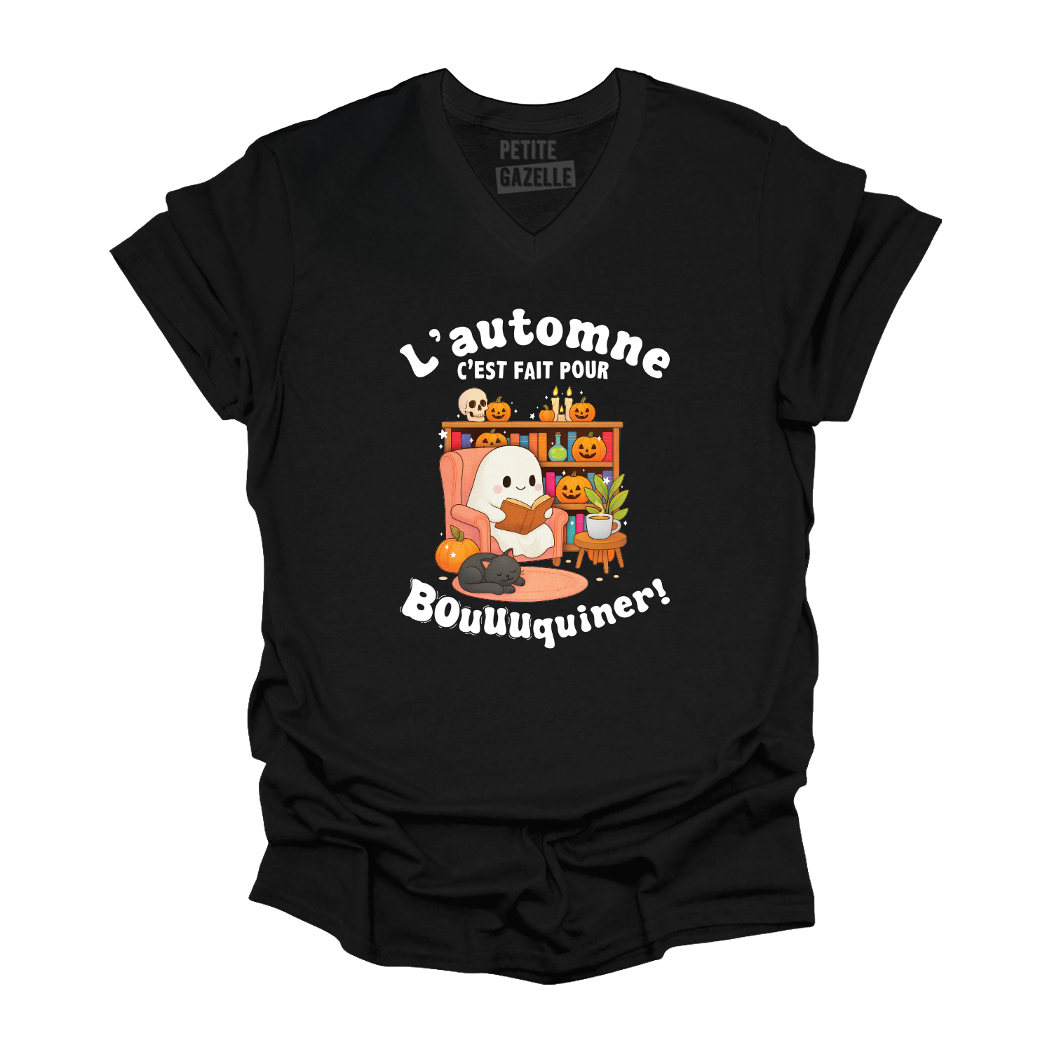 TSHIRT COL en V | L'automne c'est fait pour bouquiner !