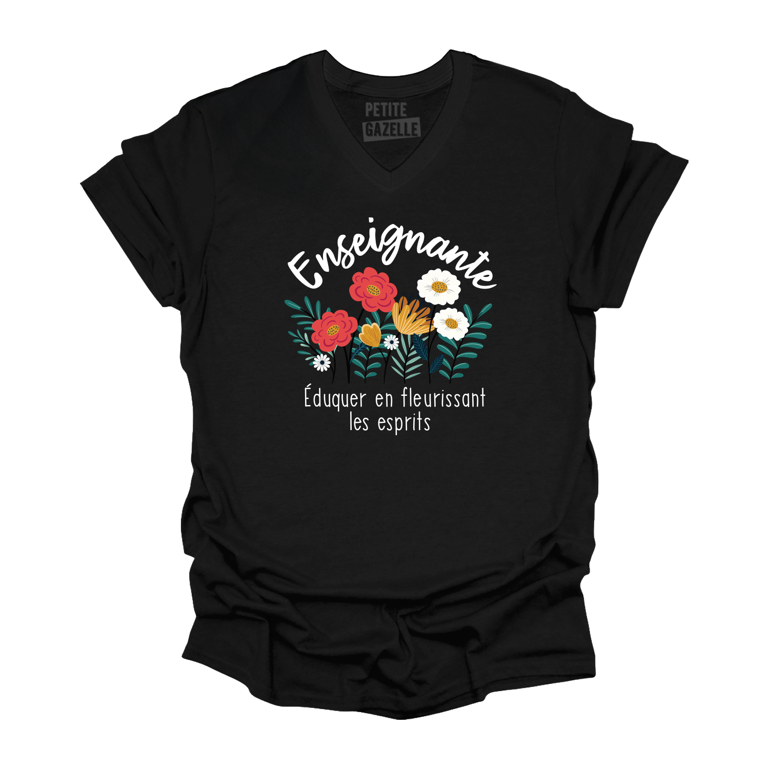 TSHIRT COL en V | Enseignante, Fleurir les esprits