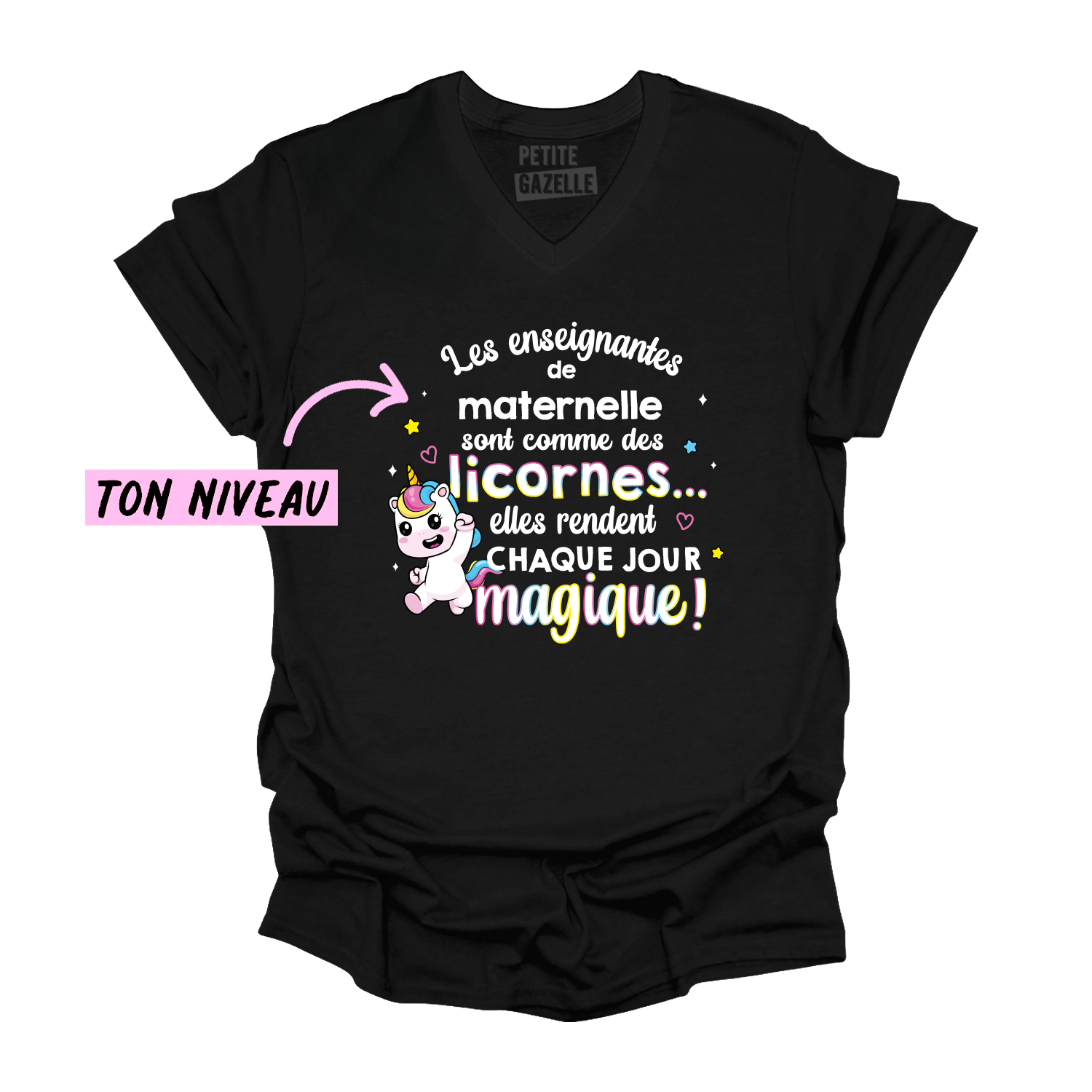 TSHIRT COL en V | Les enseignantes sont comme des licornes