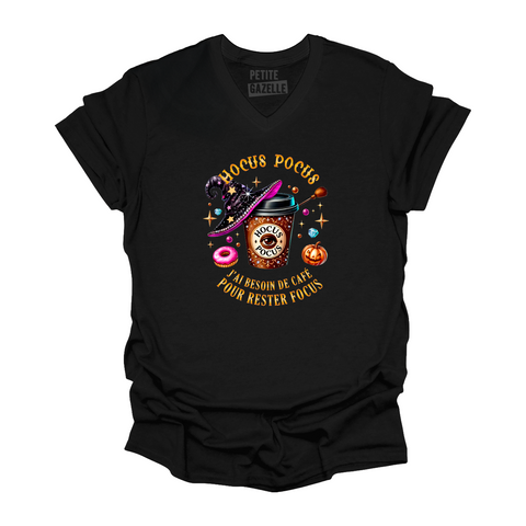 TSHIRT COL en V | Hocus Pocus j'ai besoin de café
