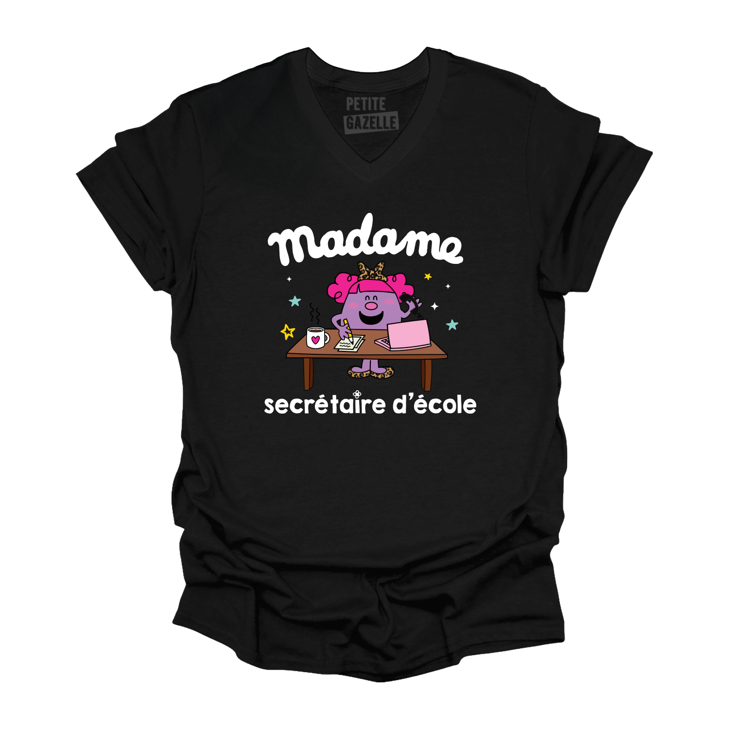 TSHIRT COL en V | Little miss secrétaire