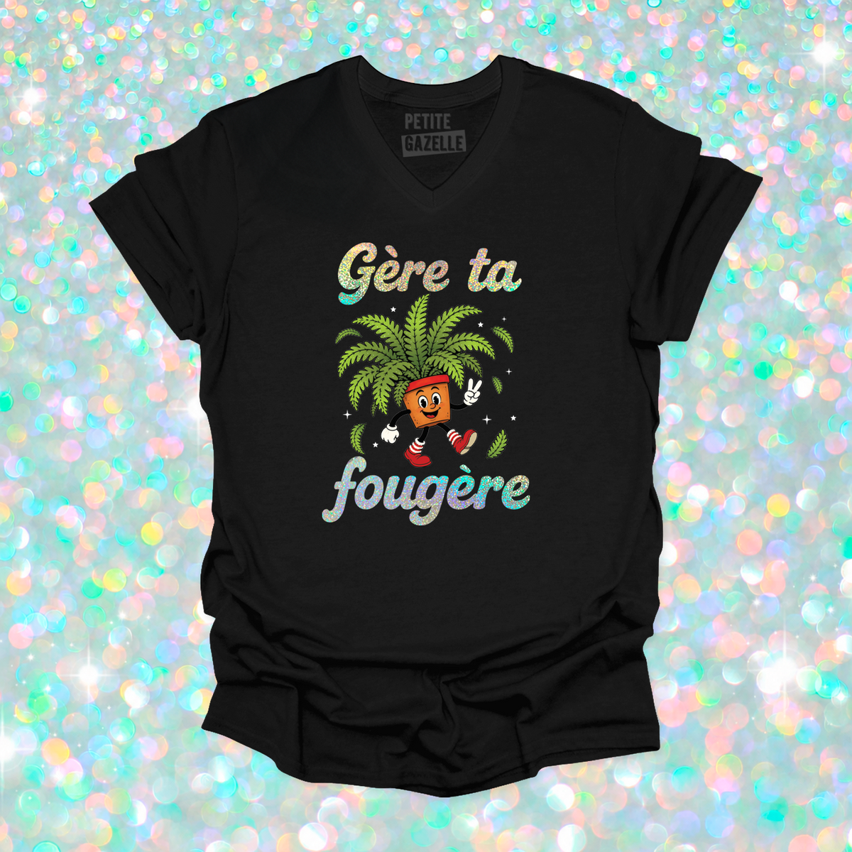 TSHIRT COL en V | Gère ta fougère (Holographique)