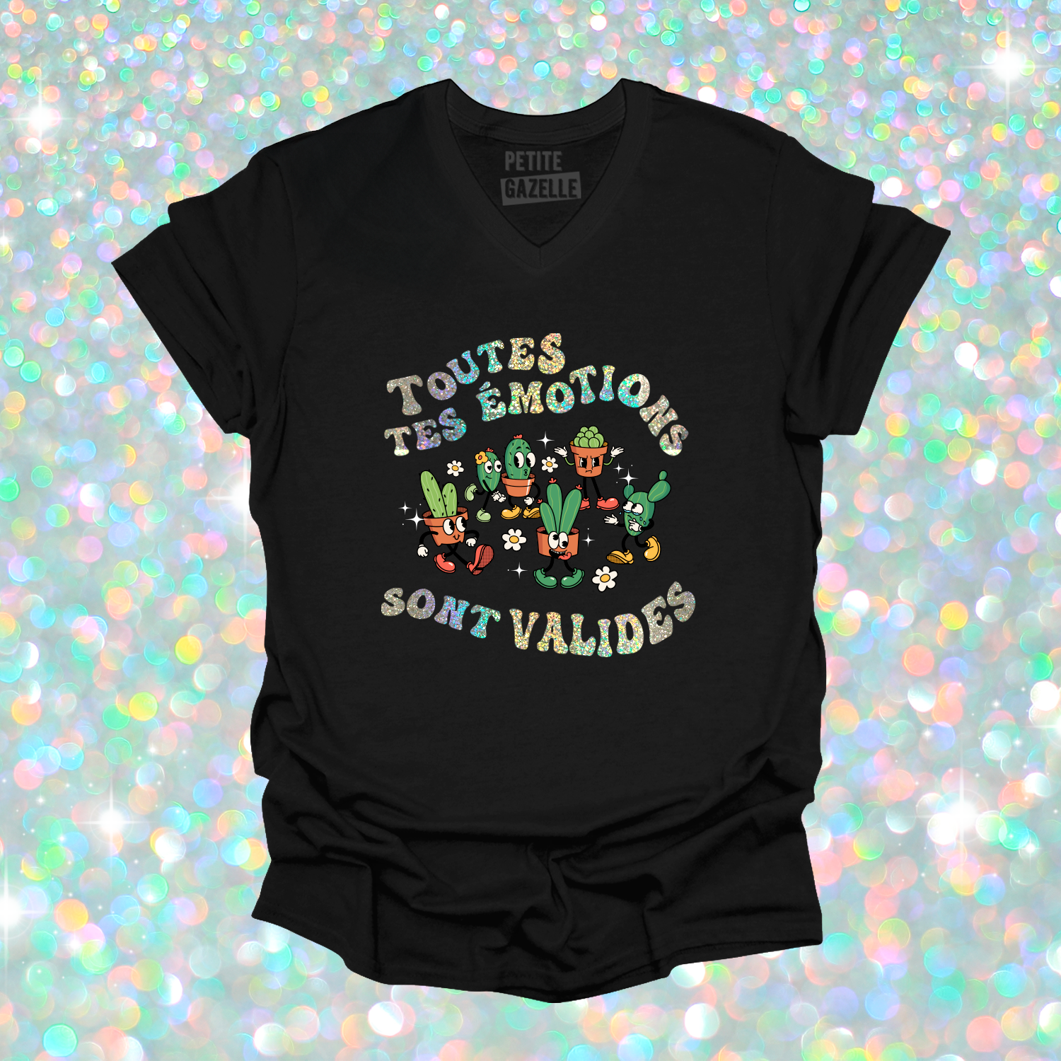TSHIRT COL en V | Toutes tes emotions sont valides (Holographique)