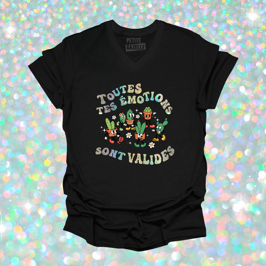 TSHIRT COL en V | Toutes tes emotions sont valides (Holographique)