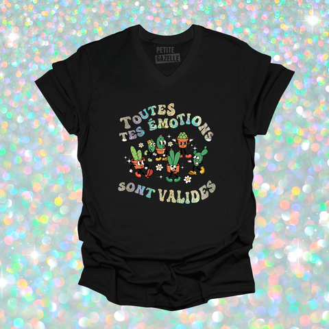 TSHIRT COL en V | Toutes tes emotions sont valides (Holographique)