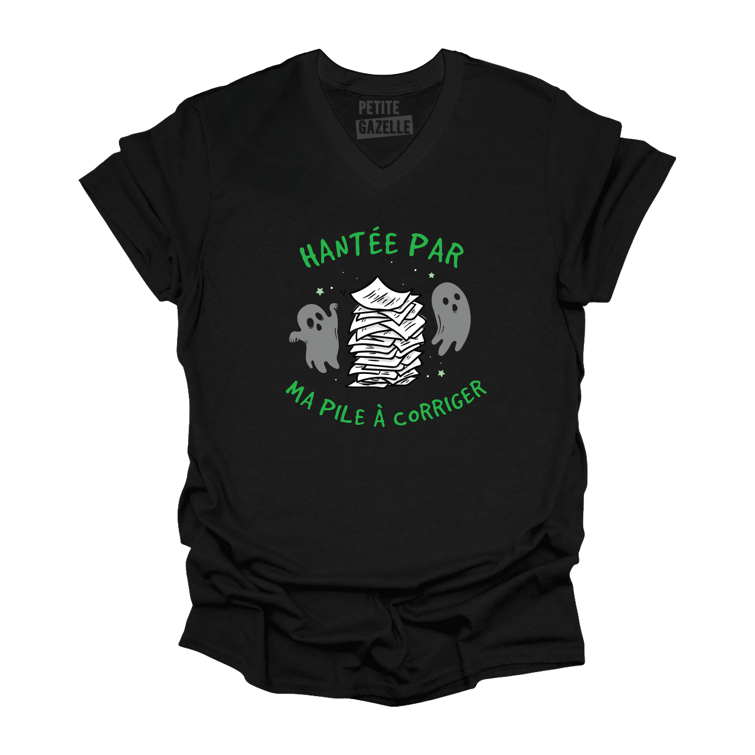 TSHIRT COL en V | Hantée par ma pile à corriger