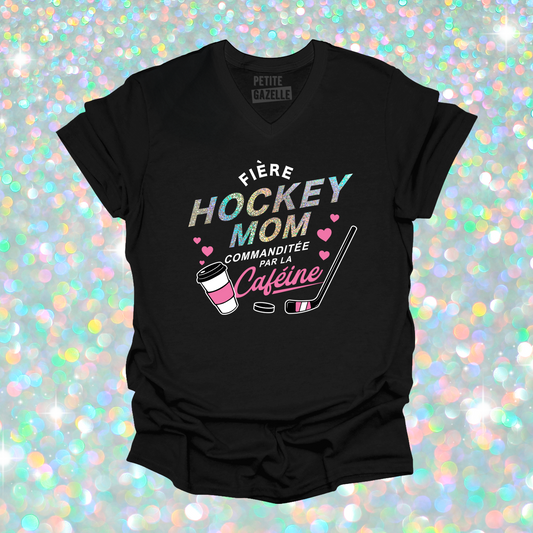 TSHIRT COL en V | Hockey mom (Holographique)