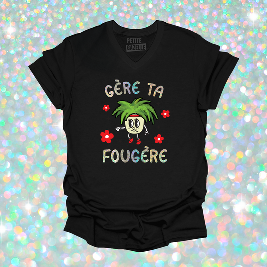 TSHIRT COL en V | Gère ta fougère (Holographique)