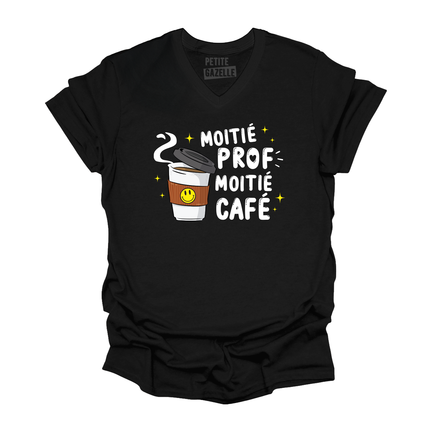 TSHIRT COL en V | Moitié Prof, Moitié Café