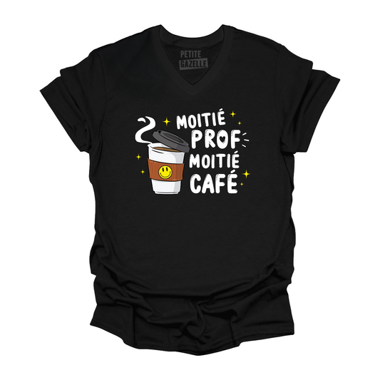 TSHIRT COL en V | Moitié Prof, Moitié Café