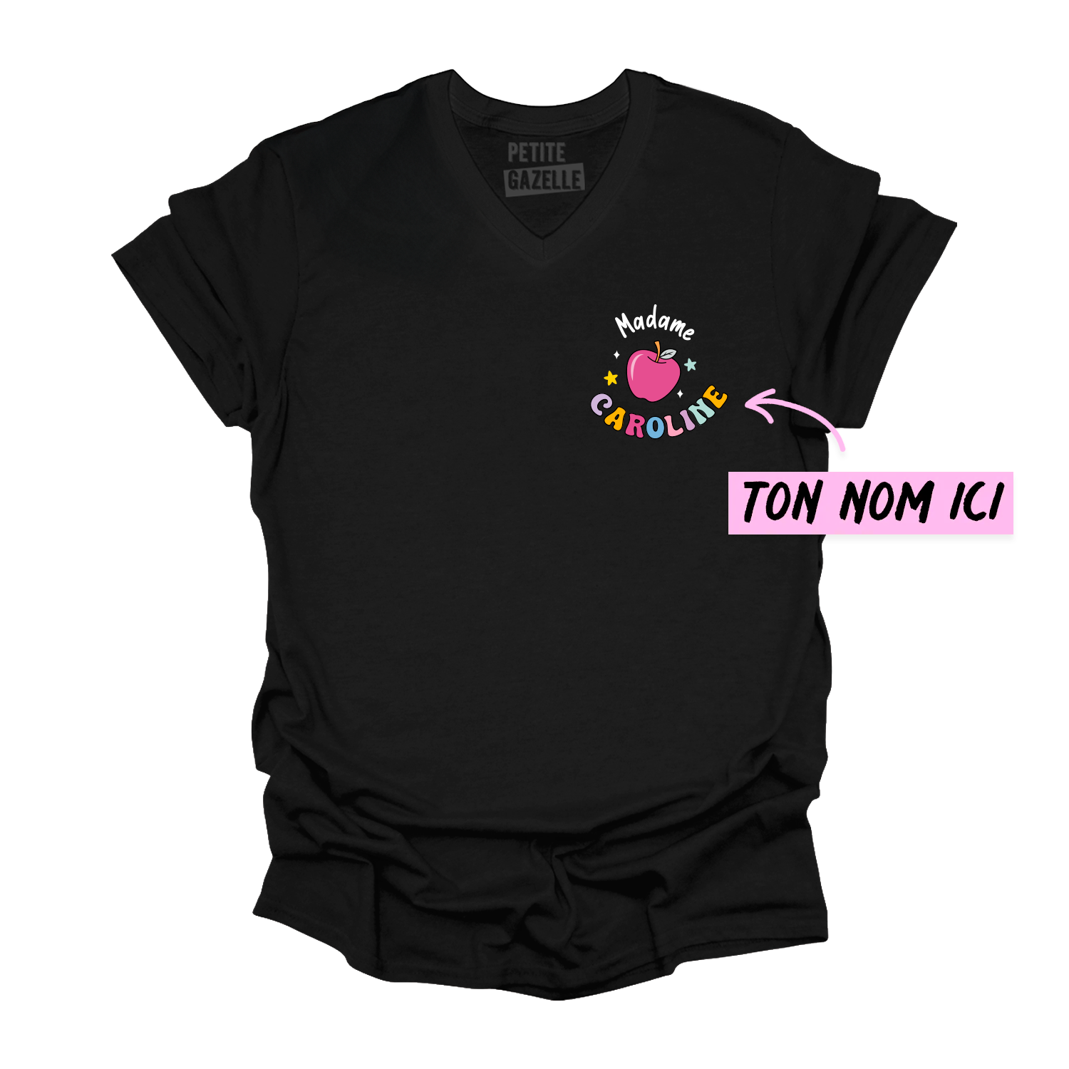 TSHIRT COL en V | Madame Pomme Pastel