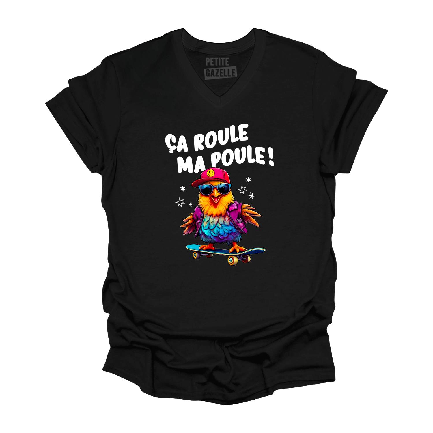 TSHIRT COL en V | Ça roule ma poule !