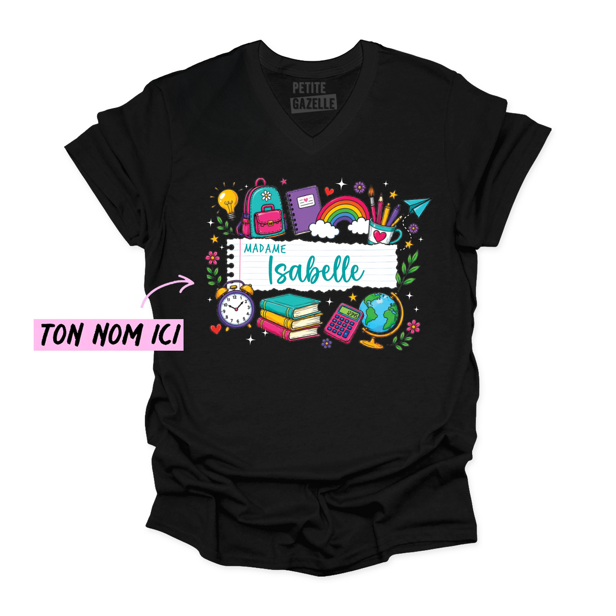 TSHIRT COL en V | Feuille Lignée
