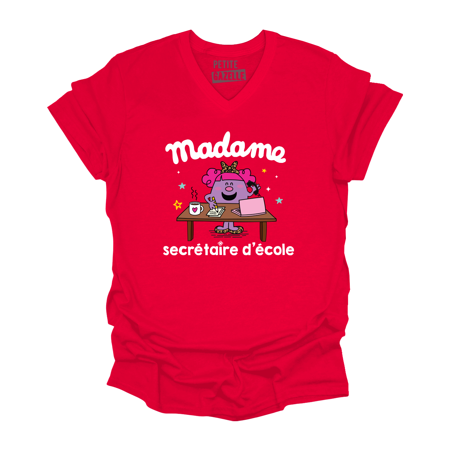 TSHIRT COL en V | Little miss secrétaire