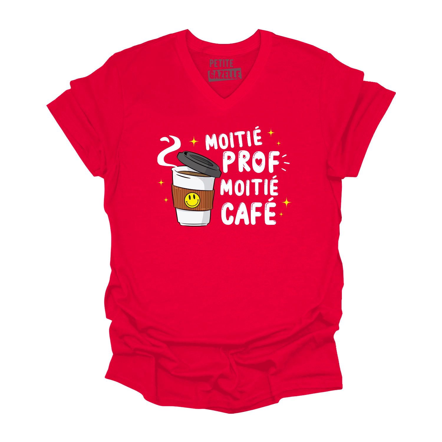 TSHIRT COL en V | Moitié Prof, Moitié Café