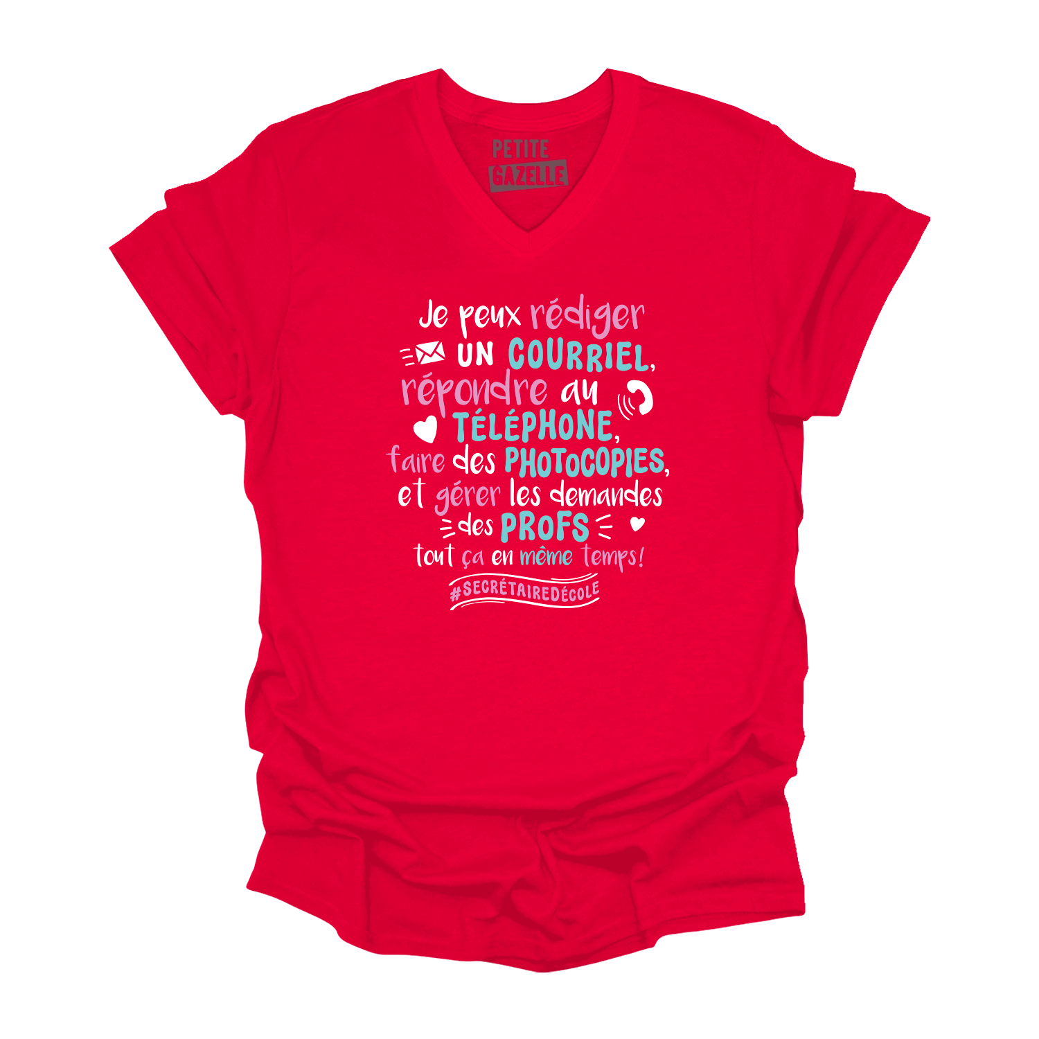 TSHIRT COL en V | Je peux envoyer un courriel, répondre au téléphone ...