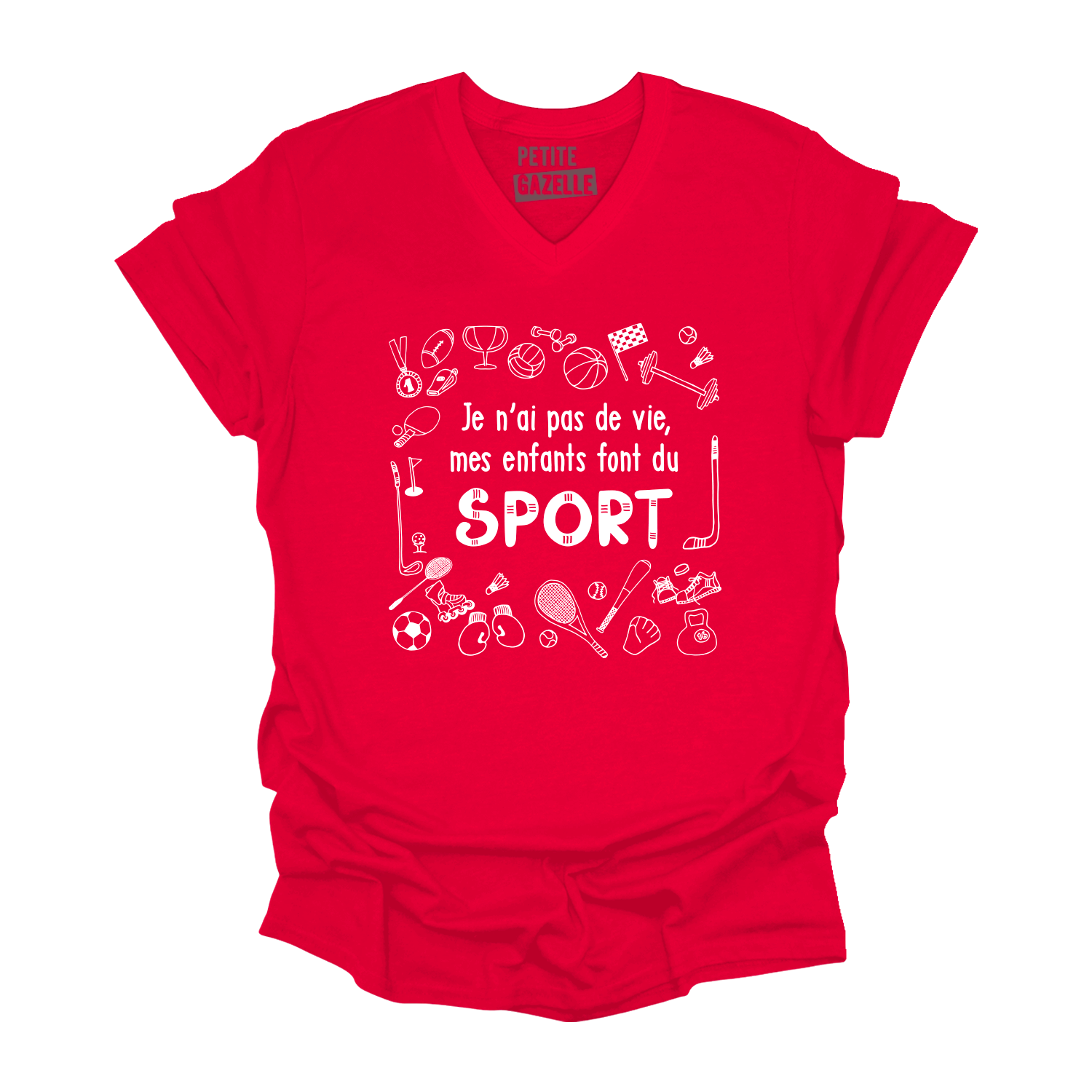 TSHIRT COL en V | Je n'ai pas de vie, mes enfants font du sport