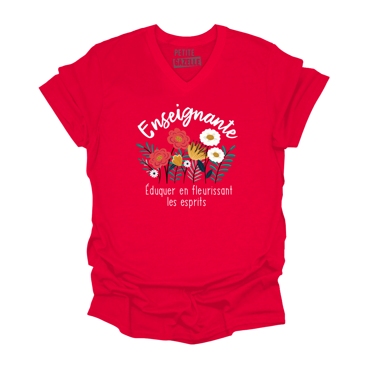 TSHIRT COL en V | Enseignante, Fleurir les esprits