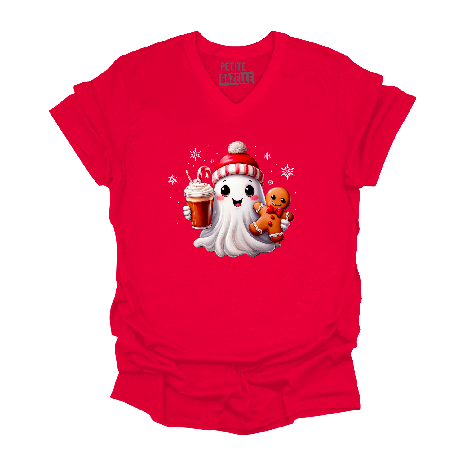 TSHIRT COL en V | Mignon fantôme de Noël