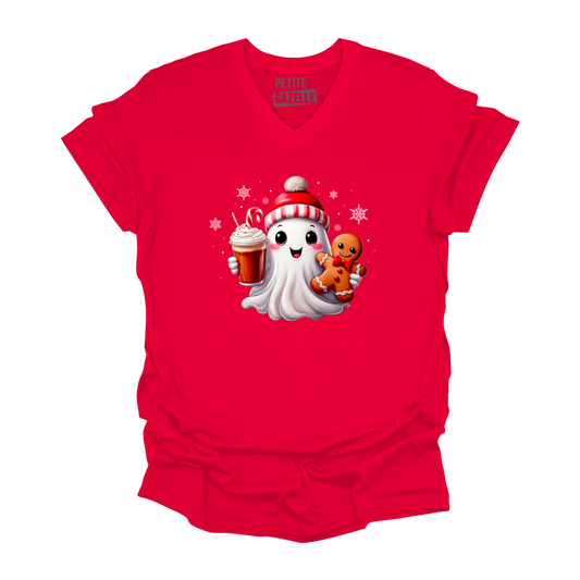 TSHIRT COL en V | Mignon fantôme de Noël