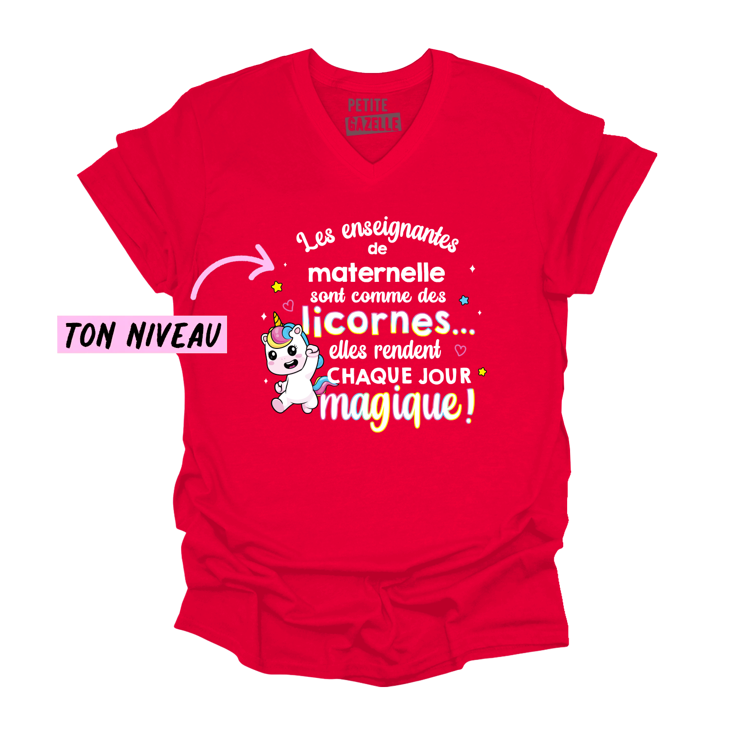 TSHIRT COL en V | Les enseignantes sont comme des licornes