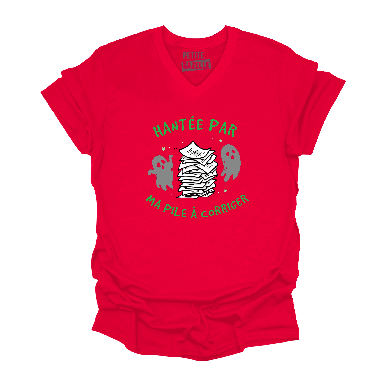 TSHIRT COL en V | Hantée par ma pile à corriger