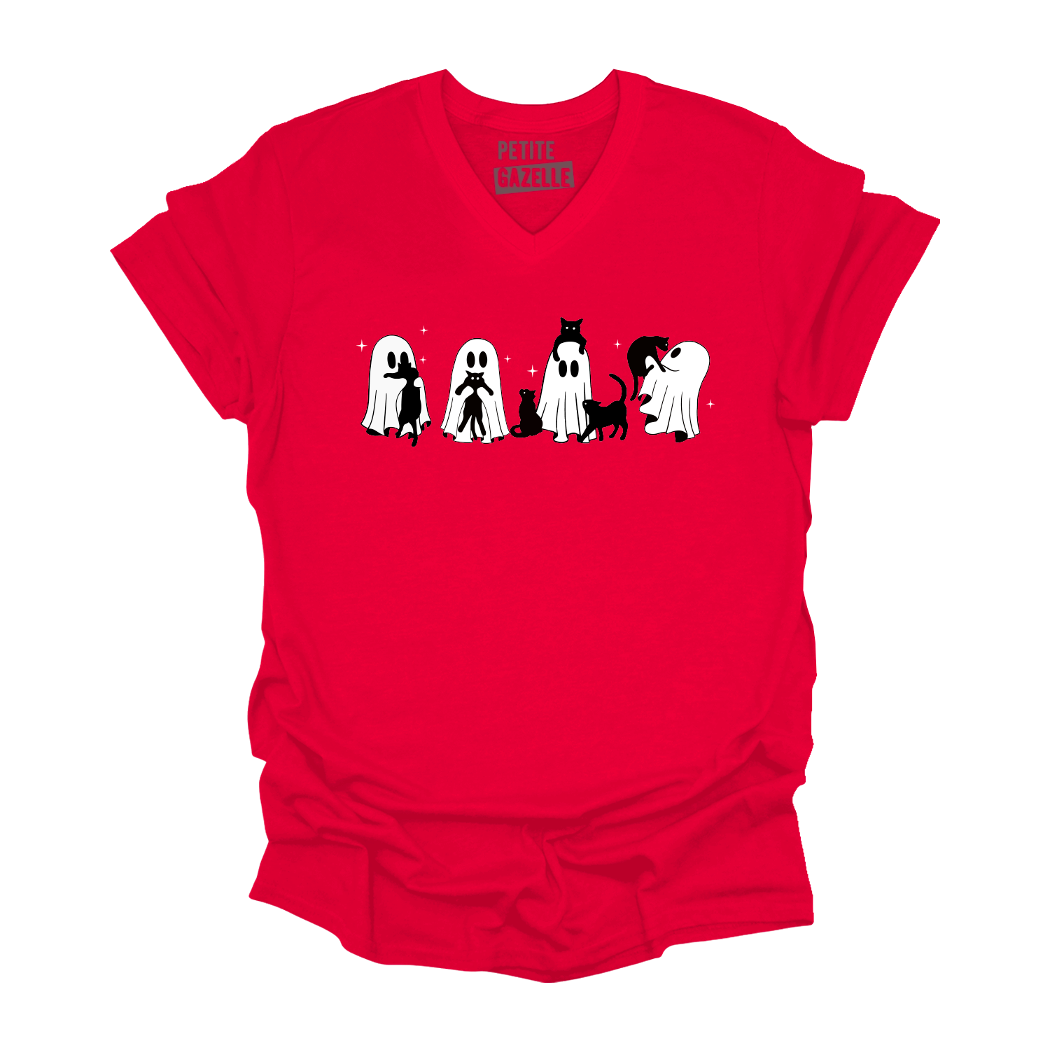TSHIRT COL en V | Chats & Fantômes