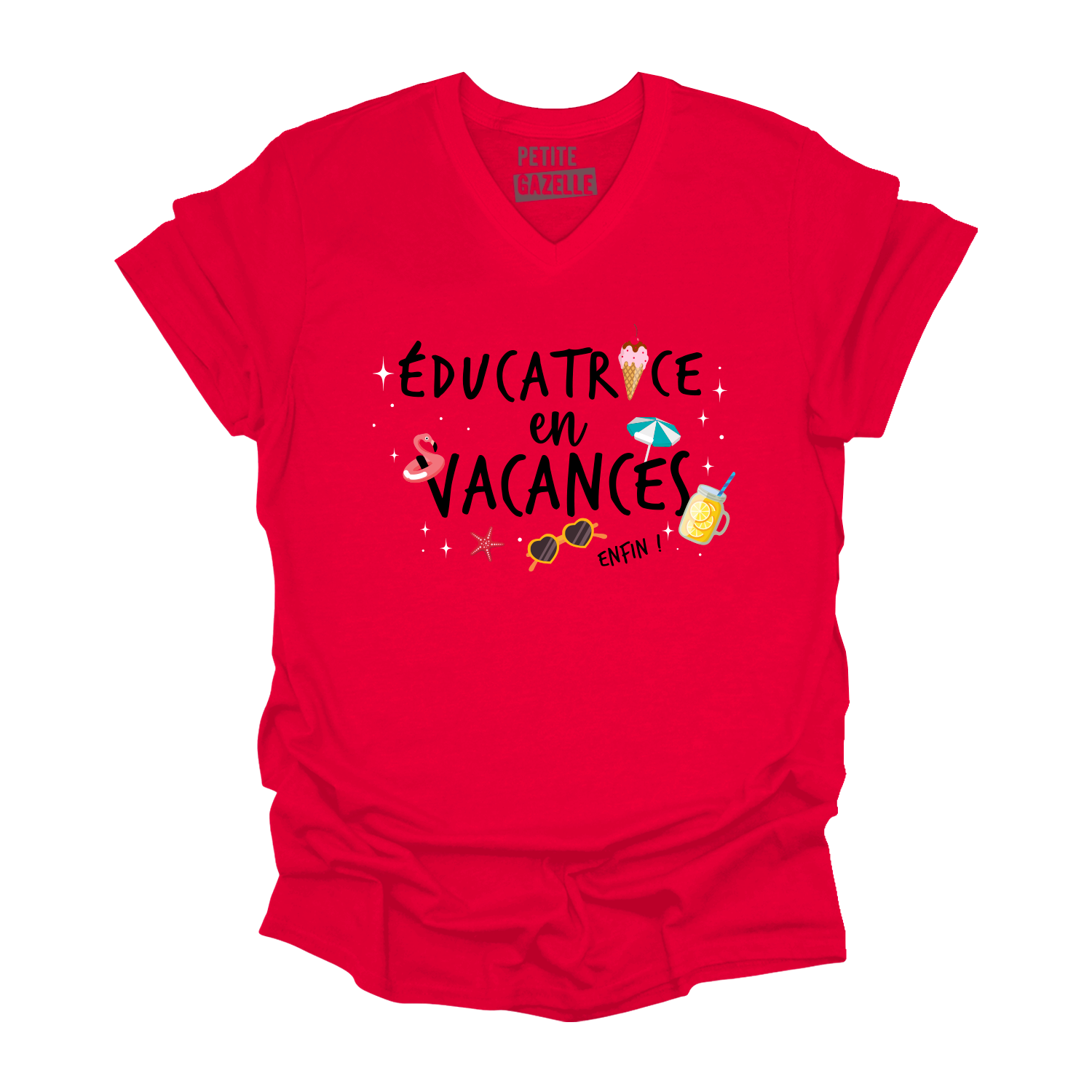 TSHIRT COL en V | Éducatrice en vacances, enfin !