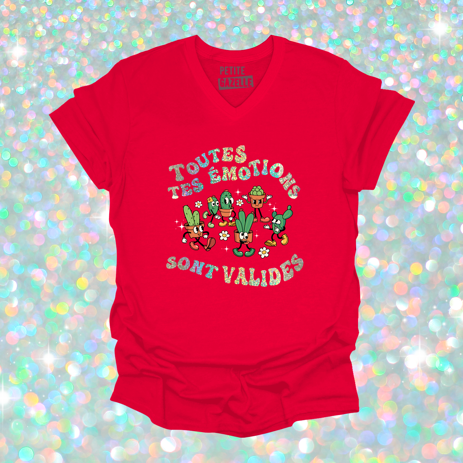 TSHIRT COL en V | Toutes tes emotions sont valides (Holographique)
