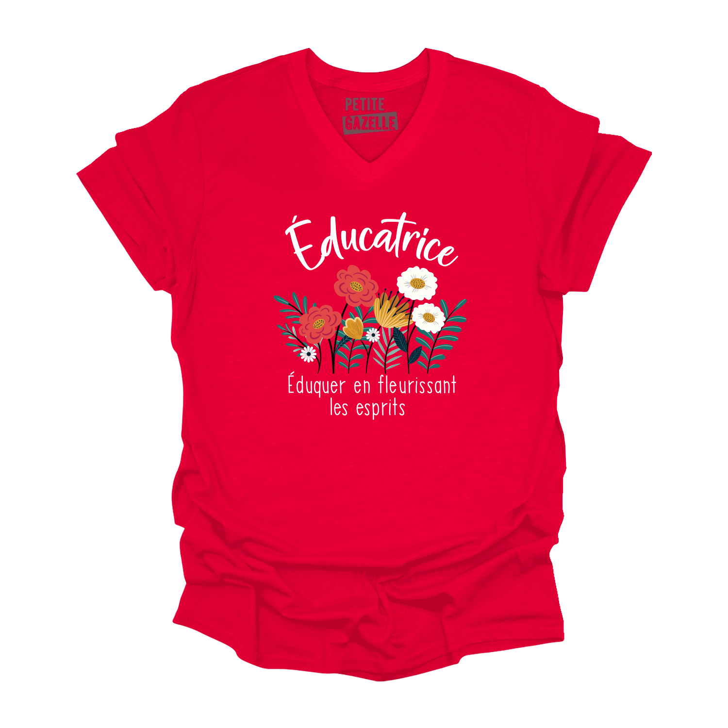 TSHIRT COL en V | Educatrice, Fleurir les esprits