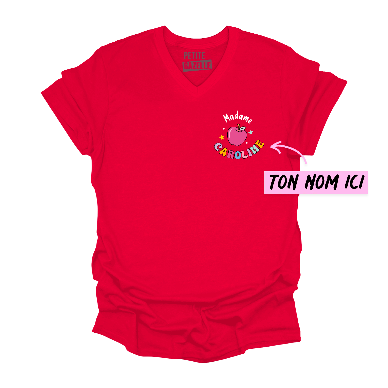 TSHIRT COL en V | Madame Pomme Pastel