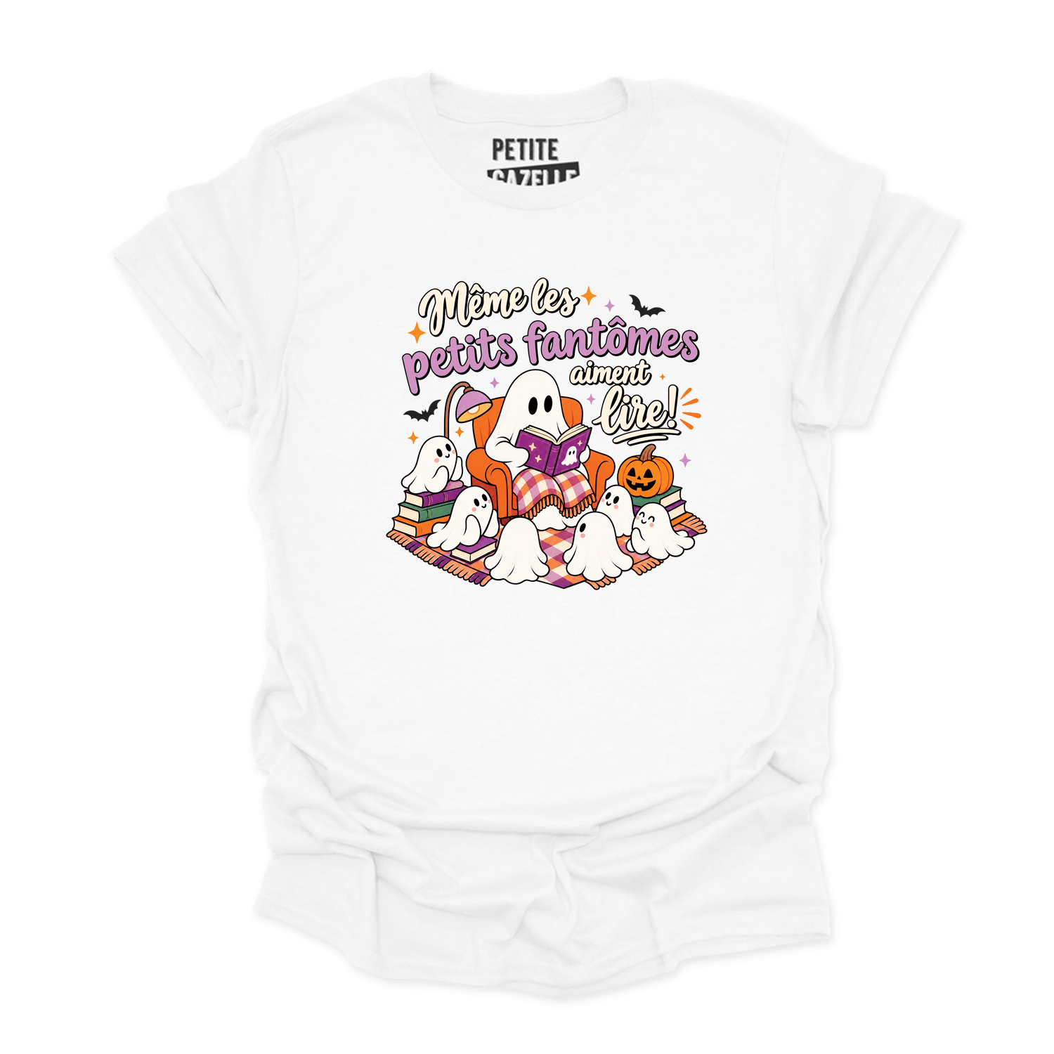 T-SHIRT COL ROND | Même les petits fantômes aiment lire !